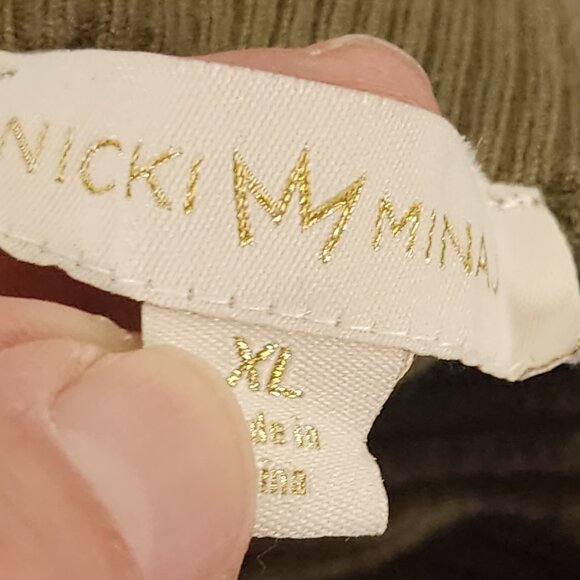 Nicki Minaj Olive Green w/Hot Pink Front Zipper Ribbed Rayon Nylon Skirt Size XL - Picture 13 of 16